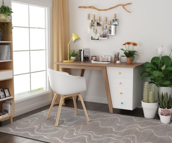 Nordic Style Computer Desk And Chair-ID:827757439