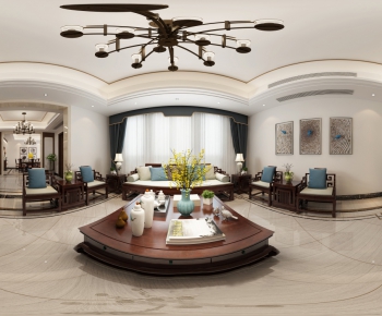 New Chinese Style A Living Room-ID:673695486