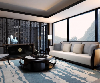 New Chinese Style A Living Room-ID:599907845