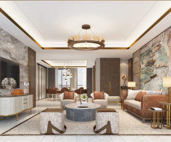 New Chinese Style A Living Room-ID:127978355