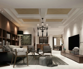 New Chinese Style A Living Room-ID:438417197