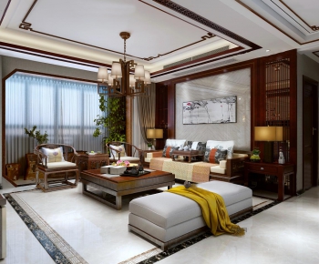 New Chinese Style A Living Room-ID:186945589