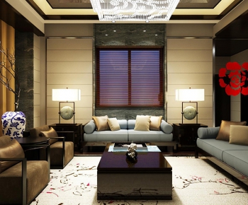 Modern New Chinese Style A Living Room-ID:838088399