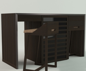 European Style Computer Desk And Chair-ID:749190644
