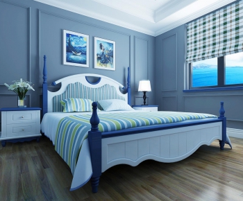 Mediterranean Style Idyllic Style Double Bed-ID:327733186