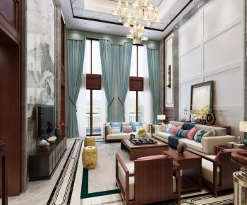 New Chinese Style A Living Room-ID:888100652