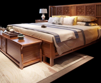 New Chinese Style Double Bed-ID:760669562