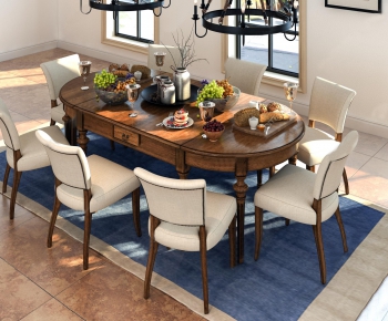 American Style Dining Table And Chairs-ID:370422511