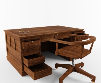 European Style Retro Style Computer Desk And Chair-ID:233361929