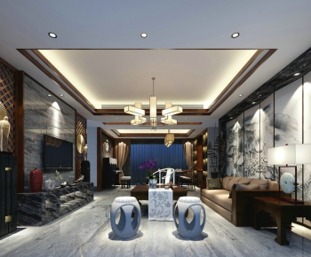 New Chinese Style A Living Room-ID:139499625