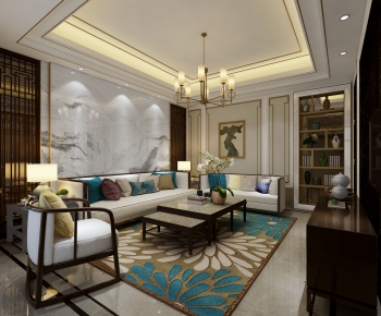 New Chinese Style A Living Room-ID:702569219