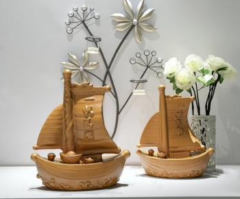 新中式帆船模型雕塑墙饰-ID:281187172
