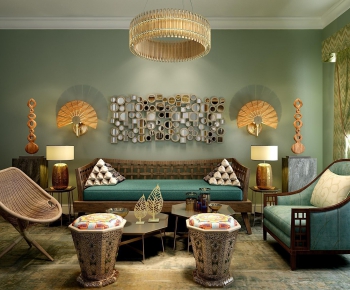 Southeast Asian Style Thai Style Sofa Combination-ID:259292264