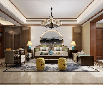 New Chinese Style A Living Room-ID:147205468