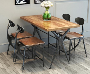 LOFT Industrial Style Post Modern Style Dining Table And Chairs-ID:701731923