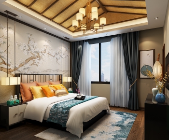 New Chinese Style Bedroom-ID:738429478