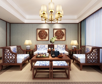 New Chinese Style A Living Room-ID:635765878