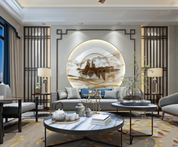 New Chinese Style A Living Room-ID:775696692