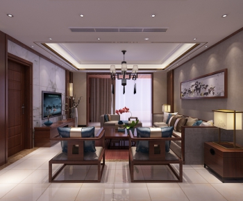 New Chinese Style A Living Room-ID:904870196