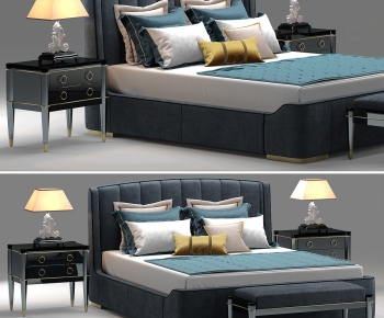American Style Post Modern Style Simple European Style Double Bed-ID:206878644