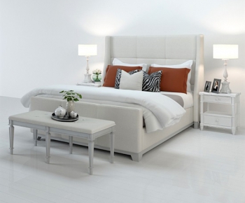 Modern American Style Double Bed-ID:950584295