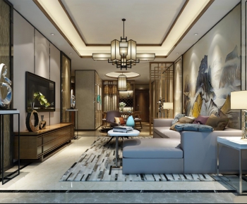 New Chinese Style A Living Room-ID:233203126