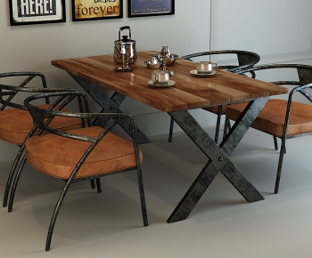 Modern LOFT Industrial Style Dining Table And Chairs-ID:709307864