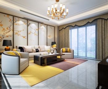 New Chinese Style A Living Room-ID:259284539