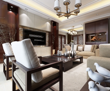 New Chinese Style A Living Room-ID:377613234