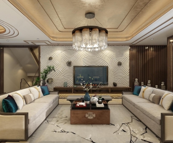 New Chinese Style A Living Room-ID:849807641