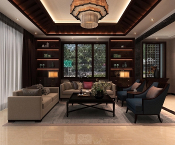 New Chinese Style A Living Room-ID:101588748