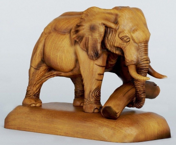现代原木大象雕塑-ID:343255142
