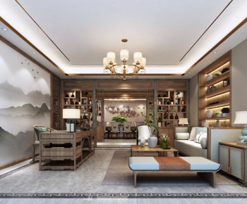 New Chinese Style A Living Room-ID:158899265