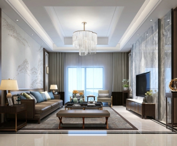 New Chinese Style A Living Room-ID:757135526