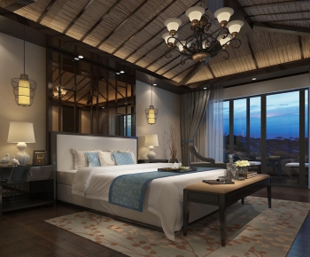Modern New Chinese Style Bedroom-ID:543498289