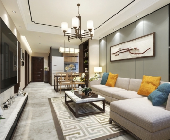 New Chinese Style A Living Room-ID:145222261