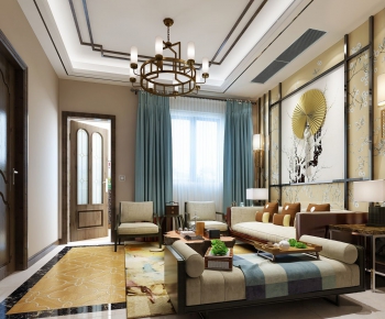 New Chinese Style A Living Room-ID:917323764