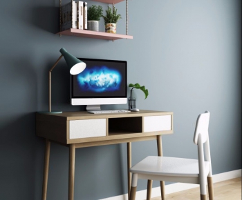 Nordic Style Computer Desk And Chair-ID:641300411