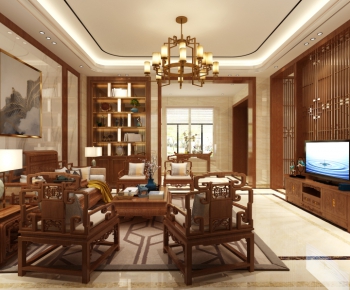 New Chinese Style A Living Room-ID:484893232