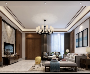 New Chinese Style A Living Room-ID:359008273
