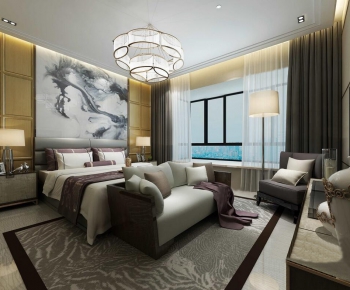 Modern New Chinese Style Bedroom-ID:596385858