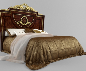 European Style Classical Style Double Bed-ID:836376138