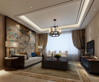 New Chinese Style A Living Room-ID:915328254