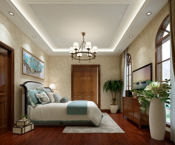 American Style Simple Style Bedroom-ID:675524784
