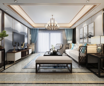 New Chinese Style A Living Room-ID:208750666