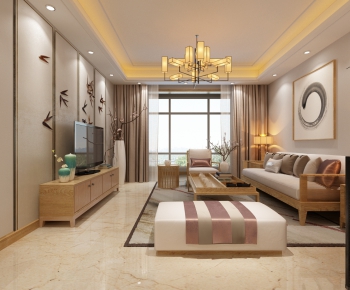 New Chinese Style A Living Room-ID:529609234