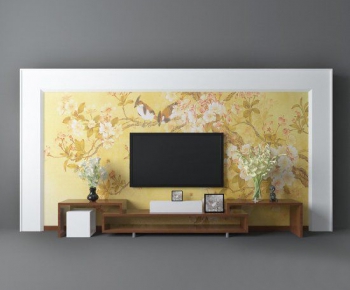 New Chinese Style TV Wall-ID:792346531
