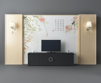 New Chinese Style TV Wall-ID:718082272