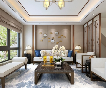New Chinese Style A Living Room-ID:658285675
