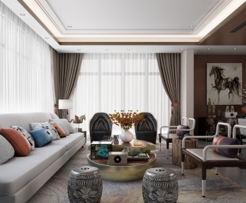 New Chinese Style A Living Room-ID:956159217